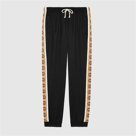 gucci black technical jersey jogging pants|gucci tracksuit pants.